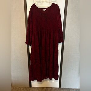 Textured Red V-Neck Top